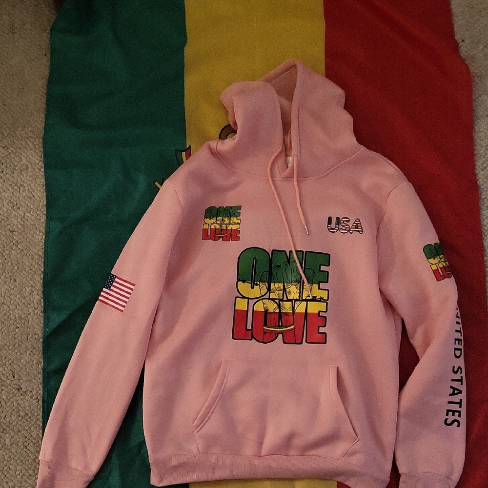 Pink 'One Love' Graphic Hoodie